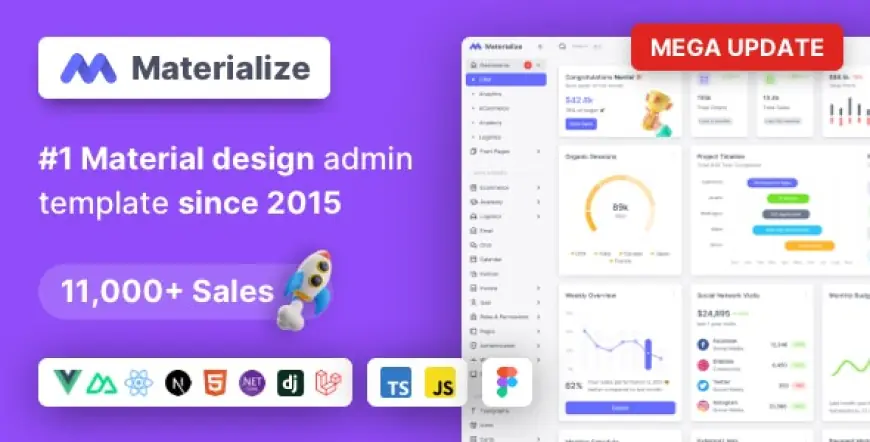 Materialize - Next.js, Vuejs, Nuxt, HTML, Laravel, Django, Asp.Net Material Design Admin Template