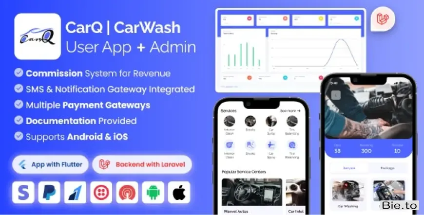 CarQ - Car Wash Marketplace SAAS User Flutter App & Laravel Admin Panel