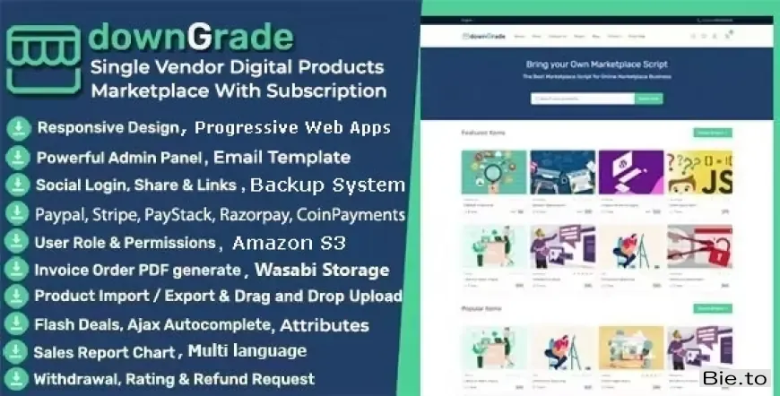 downGrade - Single Vendor Digital Marketplace With Subscription