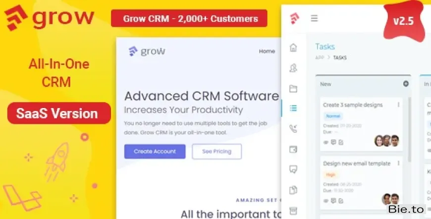 Grow CRM SaaS - Laravel Project Management - Multitenancy