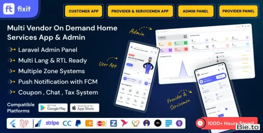 Fixit - Multi Vendor On Demand, Handyman, Home service Flutter App with Admin Complete Solution