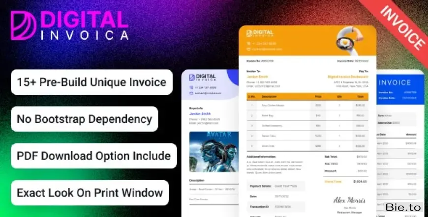 Digital Invoica - Invoice HTML Template for Ready to Print