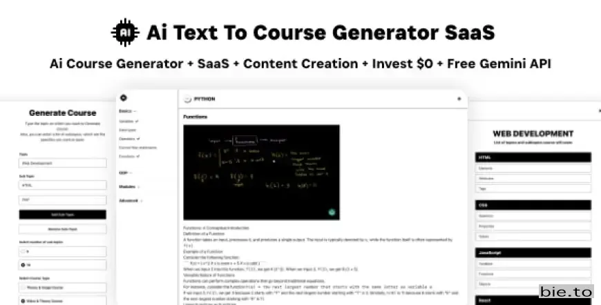 Ai Course Generator - Text To Course SaaS Ai Video & Image Content Payment Earn Gemini React Admin