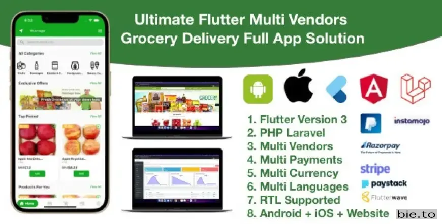 Grocery / delivery services / ecommerce multi vendors(android + iOS + website) flutter 3 / laravel