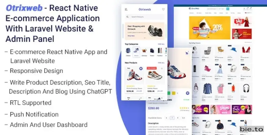 Otrixweb- React Native Ecommerce Application With Laravel Website