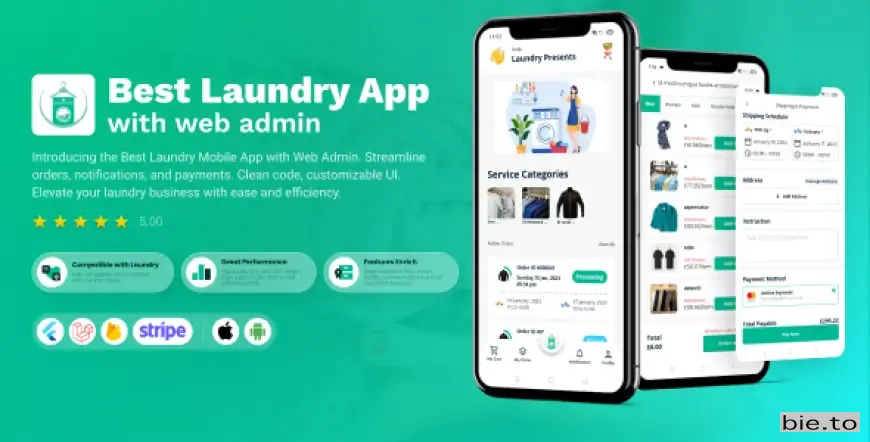 Laundry Flutter App with Admin panel