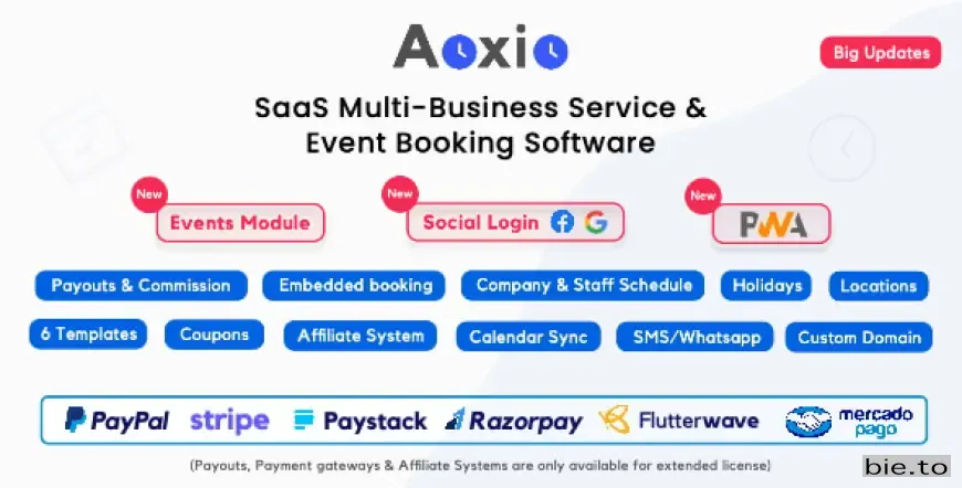 Aoxio - SaaS Multi-Business Service Booking Software