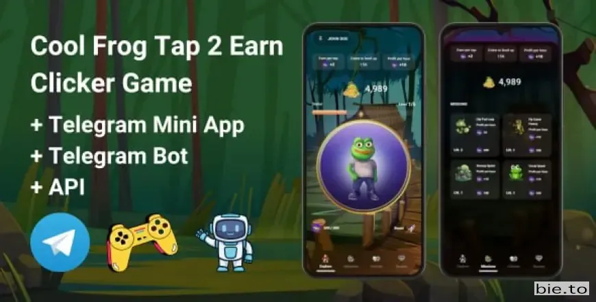 CoolFrog Tap2Earn Clicker Game With Telegram Mini App + API + Bot