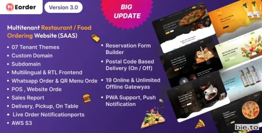 Eorder - Multitenant Restaurant / Food Ordering Website (SAAS)