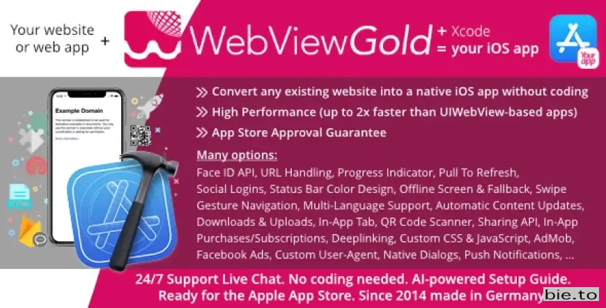 WebViewGold for iOS – WebView URL/HTML to iOS app + Push, URL Handling, APIs & much more!