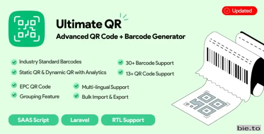 UltimateQR - Advanced QR Code + Barcode Generator | SAAS | PHP Script