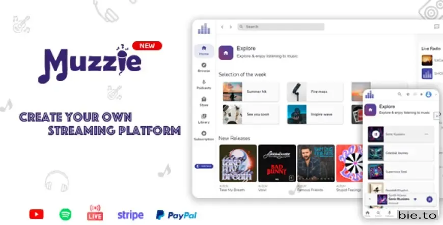 Muzzie - Music, Podcast & Radio Streaming Platform