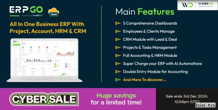 ERPGo SaaS - All In One Business ERP With Project, Account, HRM, CRM & POS