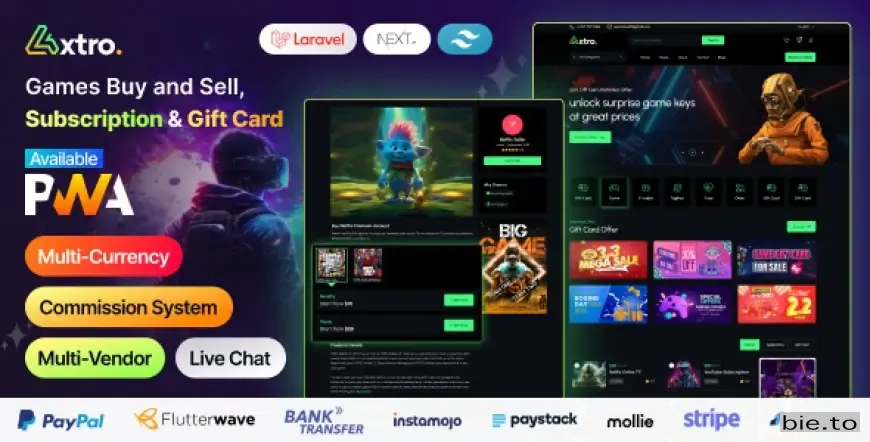 Axtro – Games Buy and Sell, Subscription & Gift Card Laravel Script