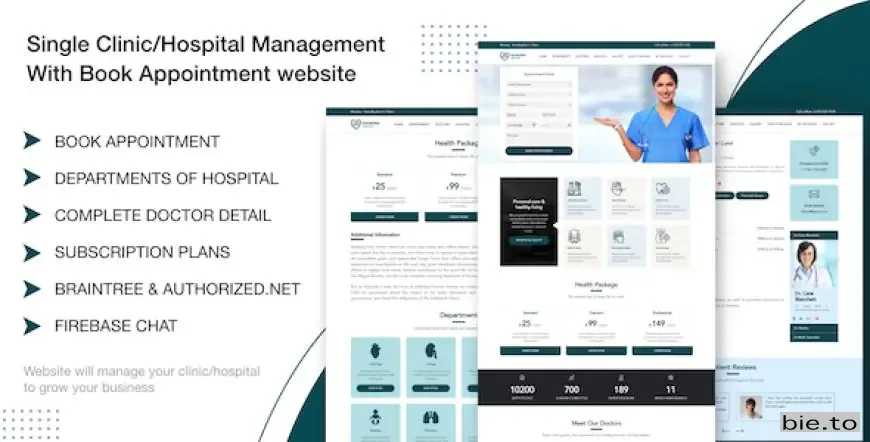 Single Clinic/Hospital Management With Book Appointment website