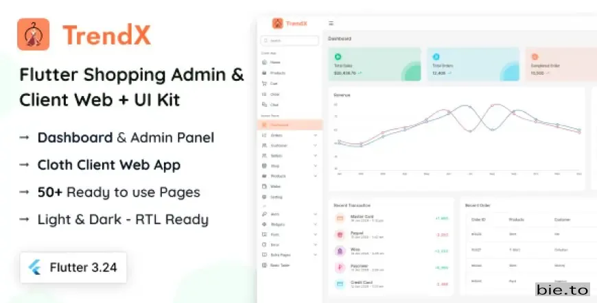 TrendX - Flutter Cloth Admin & Client Web + UI Kit