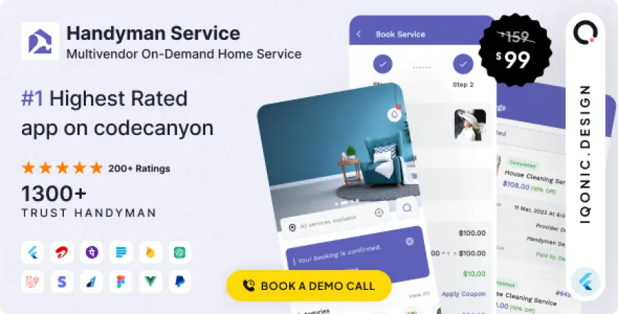 Handyman Service - Flutter On-Demand Home Services App with Complete Solution