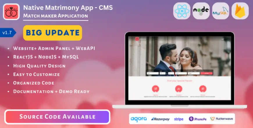 Matrimony App - Match Maker - Full Project (Mobile App, Admin Panel, API, Database)