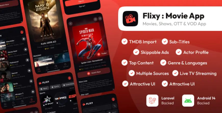 Flixy Movie App - Series,Live TV, Video Streaming App, Netflix Clone