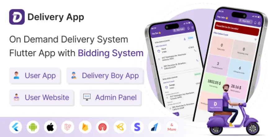 Delivery App - On Demand Delivery System Flutter App with bidding system