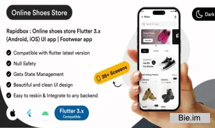 Rapidbox - Online shoes store Flutter 3.x (Android, iOS) UI app
