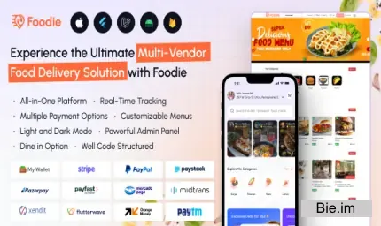 Foodie v8.3 - UberEats Clone - Food Delivery App - Multiple Restaurant Food Delivery Flutter App