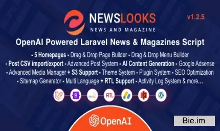 NewsLooks | OpenAI Powered Laravel News & Magazines Script