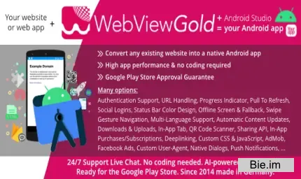 WebViewGold for Android | Convert website to Android app | No Code, Push, URL Handling & much more!