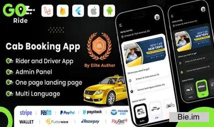GORIDE | InDriver Clone | Flutter Complete Taxi Booking Solution with Bidding Option