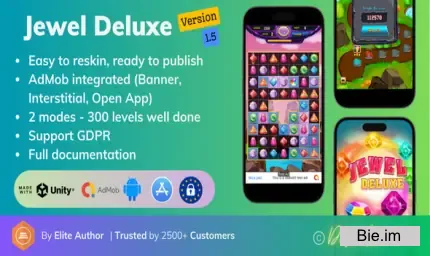 Jewel Deluxe - Unity Complete Project (Android + iOS + AdMob)
