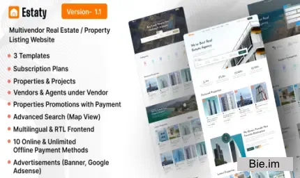 Estaty - Multivendor Real Estate / Property Listing Website (Subscription Based)