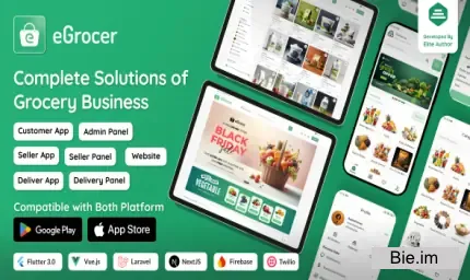 eGrocer - Online Multi Vendor Grocery Store, eCommerce Marketplace Flutter Full App with Admin Panel