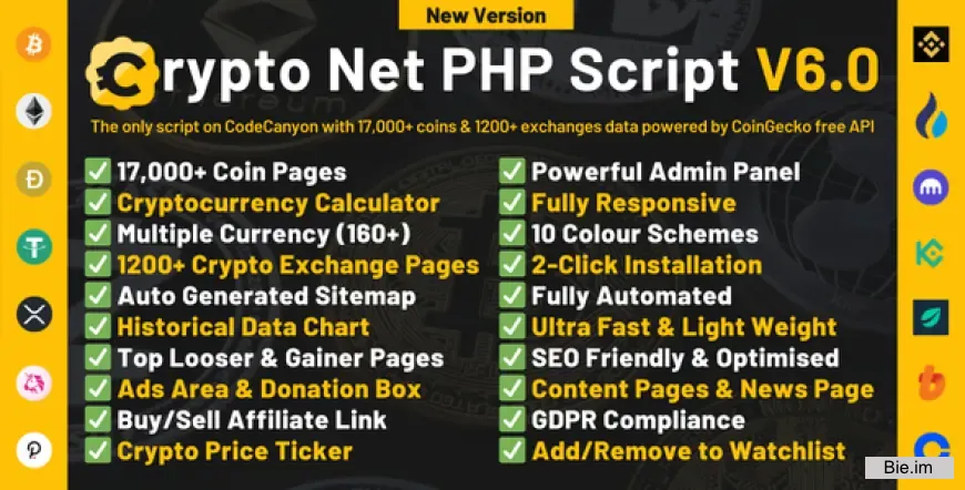 Crypto Net – CoinMarketCap, Prices, Chart, Exchanges, Crypto Tracker, Calculator & Ticker PHP Script