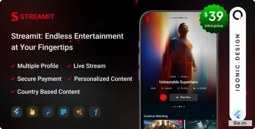 Streamit - OTT Streaming Flutter App (Add-on)