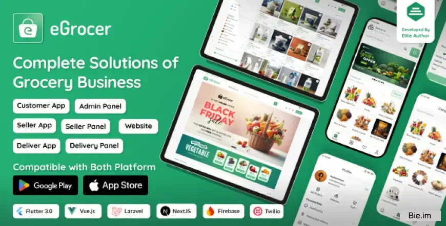 eGrocer - Online Multi Vendor Grocery Store, eCommerce Marketplace Flutter Full App with Admin Panel