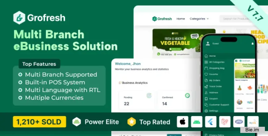 GroFresh - (Grocery, Pharmacy, eCommerce, Store) App and Web with Laravel Admin Panel + Delivery App