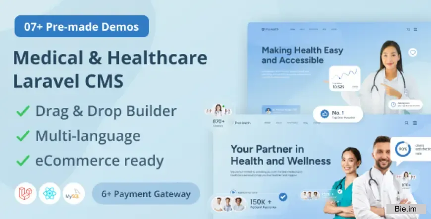 Prohealth - Medical and Healthcare Laravel CMS With Live Page Builder