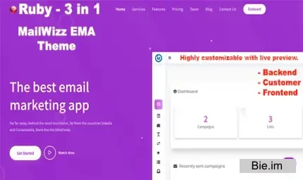 Ruby - 3 in 1 Mailwizz Modern Customizable Theme with Landing Page