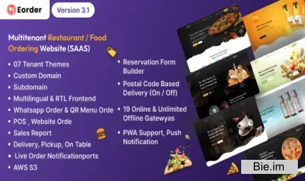Eorder - Multitenant Restaurant / Food Ordering Website (SAAS)