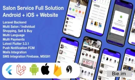 Multi Salon, Individual Appointments Booking System Full App Solution Flutter / Laravel / Angular v9.0