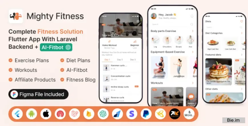MightyFitness - Complete Fitness Solution Flutter App With Laravel Backend + ChatGPT (AIFitbot)