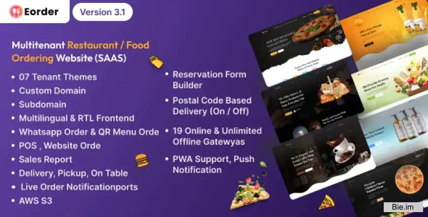 Eorder - Multitenant Restaurant / Food Ordering Website (SAAS)