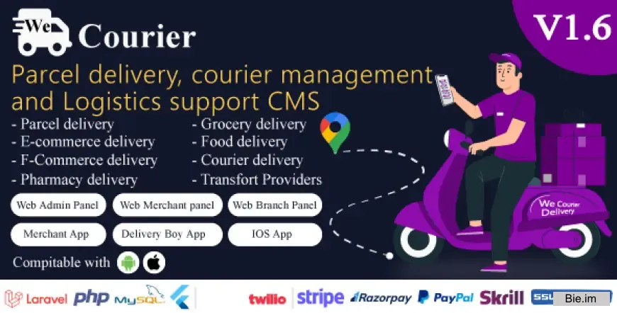 We Courier v1.6 - Courier and logistics management CMS with Merchant,Delivery app