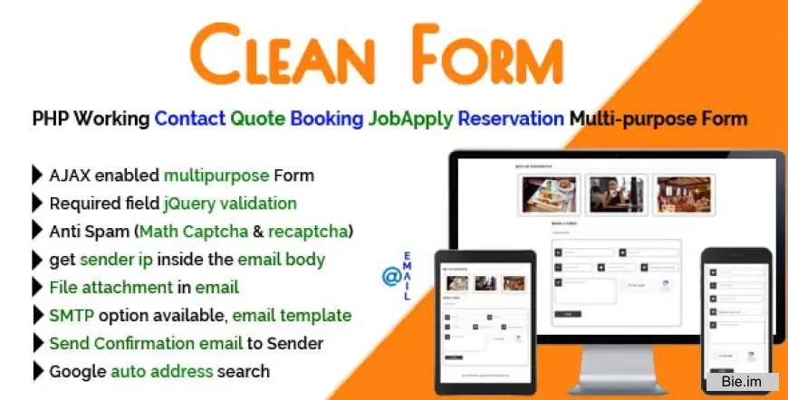 Clean Form v3.1.5 - PHP Working Contact Quote Booking JobApply Reservation Multi-purpose Form