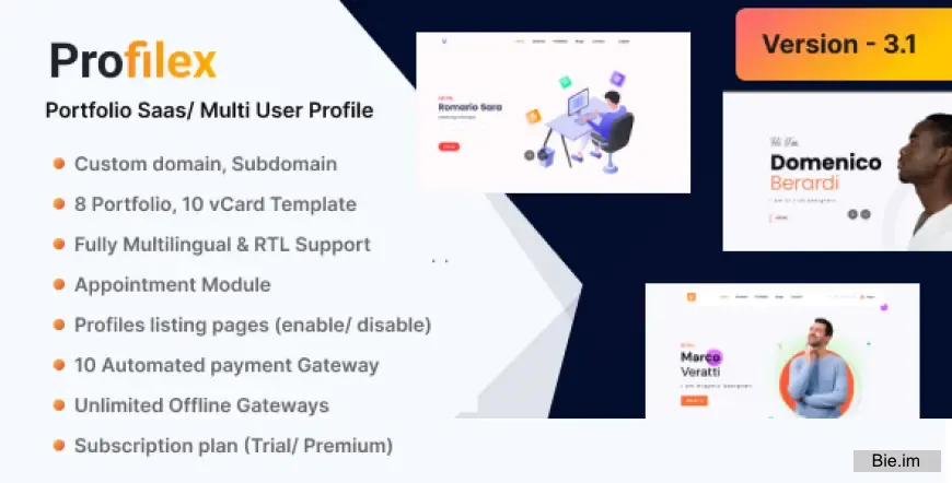 Profilex v3.1 - Portfolio Website Builder SAAS (Multitenant)