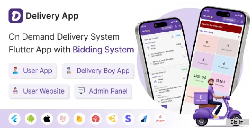 Delivery App v28.0 - On Demand Delivery System Flutter App with bidding system