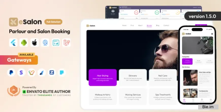 eSalon v1.5.0 - Parlour and Salon Booking Full Solution