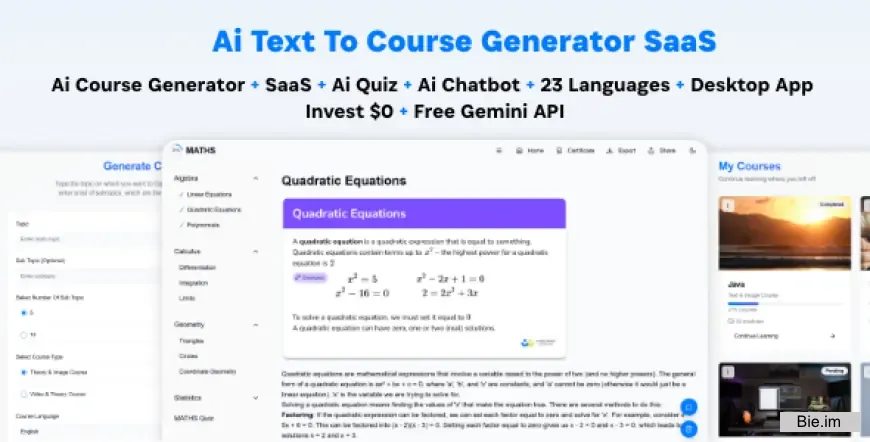 Ai Course Generator v5.0 - Text To Course SaaS Ai Video & Image Content Payment Earn Gemini React Admin