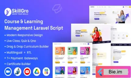 SkillGro v2.6.0 - Course & Learning Management System Laravel Script (LMS)