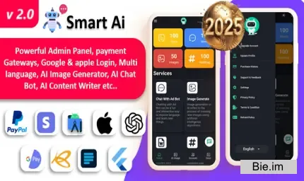 Smart AI app v2.0 - ChatGPT AI - AI Android + iOS + Web with Admin Panel